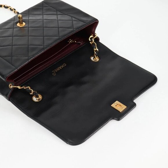 CHANEL Matelasse Chain Shoulder Bag Lamb Skin Black Gold CC Auth kk453A - Picture 12 of 16